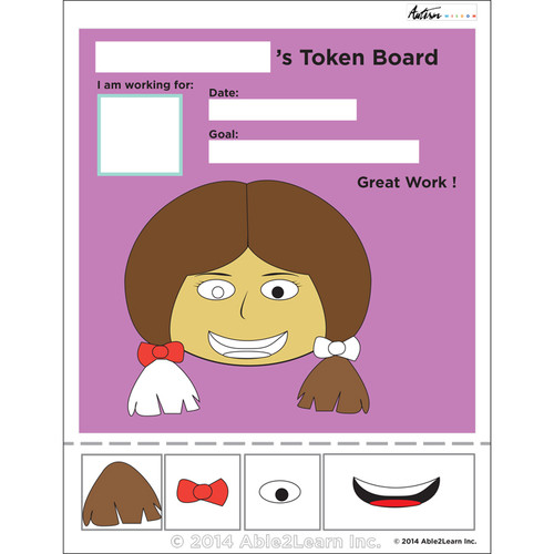 Female Visible Token Board: ABA Elements photograph relating to Token Board Printable identified as Lady Visible Token Board: ABA Products